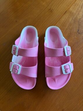 Birkenstock Kids Pink Two-Strap Slide Sandals